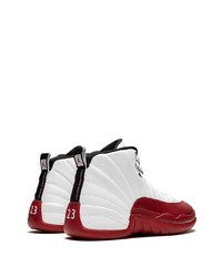 Baskets montantes en cuir blanc et rouge Jordan