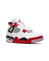 Baskets montantes en cuir blanc et rouge Jordan