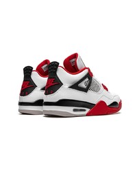 Baskets montantes en cuir blanc et rouge Jordan