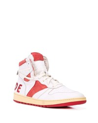 Baskets montantes en cuir blanc et rouge Rhude