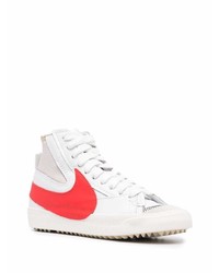 Baskets montantes en cuir blanc et rouge Nike