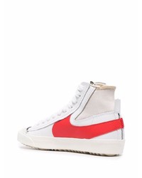 Baskets montantes en cuir blanc et rouge Nike