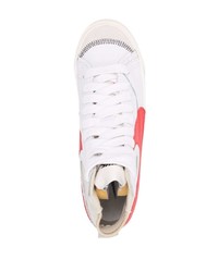 Baskets montantes en cuir blanc et rouge Nike