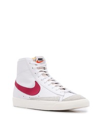 Baskets montantes en cuir blanc et rouge Nike