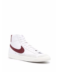 Baskets montantes en cuir blanc et rouge Nike