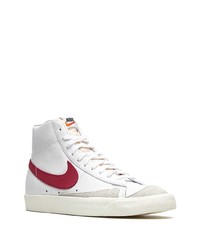 Baskets montantes en cuir blanc et rouge Nike