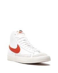 Baskets montantes en cuir blanc et rouge Nike