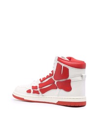 Baskets montantes en cuir blanc et rouge Amiri