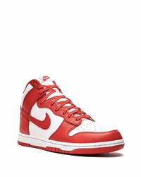 Baskets montantes en cuir blanc et rouge Nike