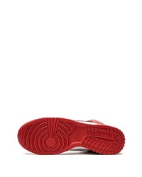 Baskets montantes en cuir blanc et rouge Nike