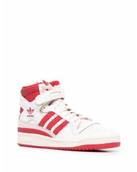 Baskets montantes en cuir blanc et rouge adidas