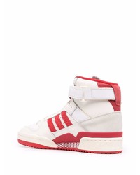 Baskets montantes en cuir blanc et rouge adidas