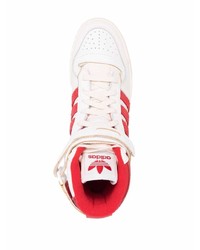 Baskets montantes en cuir blanc et rouge adidas