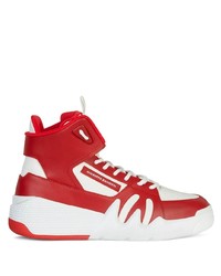 Baskets montantes en cuir blanc et rouge Giuseppe Zanotti