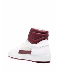 Baskets montantes en cuir blanc et rouge Common Projects