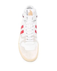 Baskets montantes en cuir blanc et rouge Lanvin