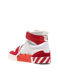 Baskets montantes en cuir blanc et rouge Off-White