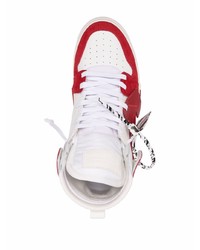 Baskets montantes en cuir blanc et rouge Off-White