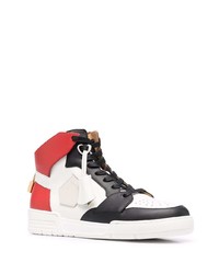 Baskets montantes en cuir blanc et rouge Buscemi