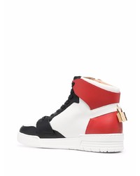 Baskets montantes en cuir blanc et rouge Buscemi