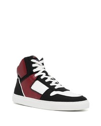 Baskets montantes en cuir blanc et rouge Kurt Geiger London