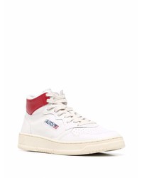 Baskets montantes en cuir blanc et rouge AUTRY