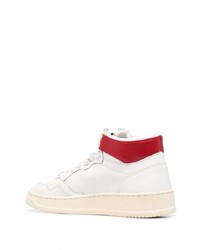 Baskets montantes en cuir blanc et rouge AUTRY