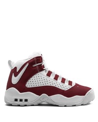 Baskets montantes en cuir blanc et rouge Nike