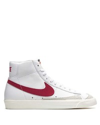 Baskets montantes en cuir blanc et rouge Nike