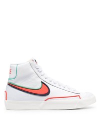 Baskets montantes en cuir blanc et rouge Nike