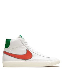 Baskets montantes en cuir blanc et rouge Nike