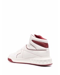 Baskets montantes en cuir blanc et rouge Valentino Garavani