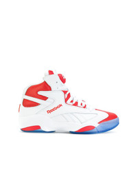 Baskets montantes en cuir blanc et rouge Reebok