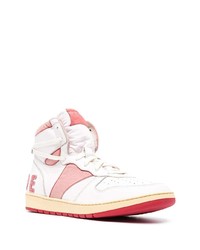 Baskets montantes en cuir blanc et rouge Rhude