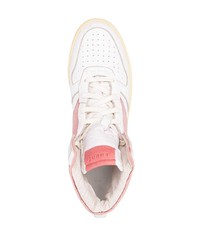 Baskets montantes en cuir blanc et rouge Rhude