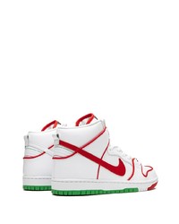 Baskets montantes en cuir blanc et rouge Nike