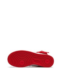 Baskets montantes en cuir blanc et rouge Nike