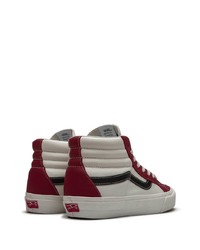 Baskets montantes en cuir blanc et rouge Vans