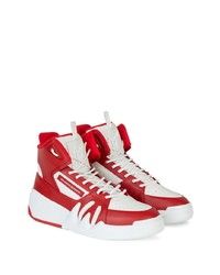 Baskets montantes en cuir blanc et rouge Giuseppe Zanotti