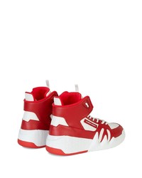 Baskets montantes en cuir blanc et rouge Giuseppe Zanotti