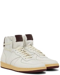 Baskets montantes en cuir blanc et rouge Rhude