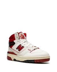 Baskets montantes en cuir blanc et rouge New Balance