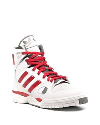 Baskets montantes en cuir blanc et rouge adidas