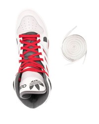 Baskets montantes en cuir blanc et rouge adidas