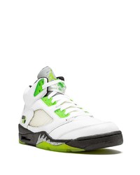 Baskets montantes en cuir blanc et vert Jordan