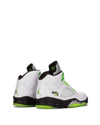 Baskets montantes en cuir blanc et vert Jordan