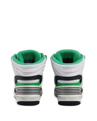 Baskets montantes en cuir blanc et vert Gucci