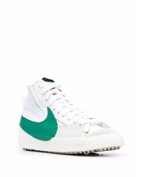 Baskets montantes en cuir blanc et vert Nike