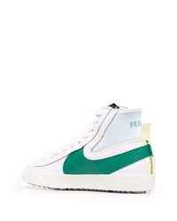 Baskets montantes en cuir blanc et vert Nike