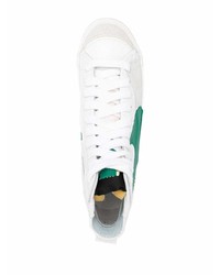 Baskets montantes en cuir blanc et vert Nike